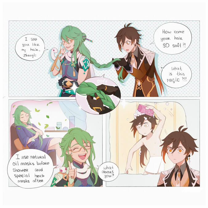 Comic of Baizhu and Zonghli (Genshin Impact)