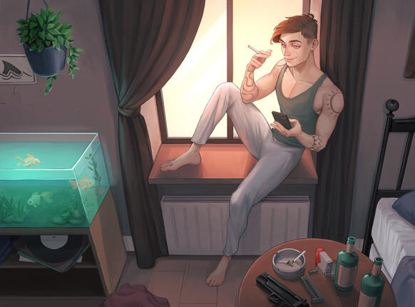 Johnny smoking a cigarette (Original Character)