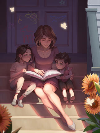 Reza and Ezra with their mother (Original Characters)